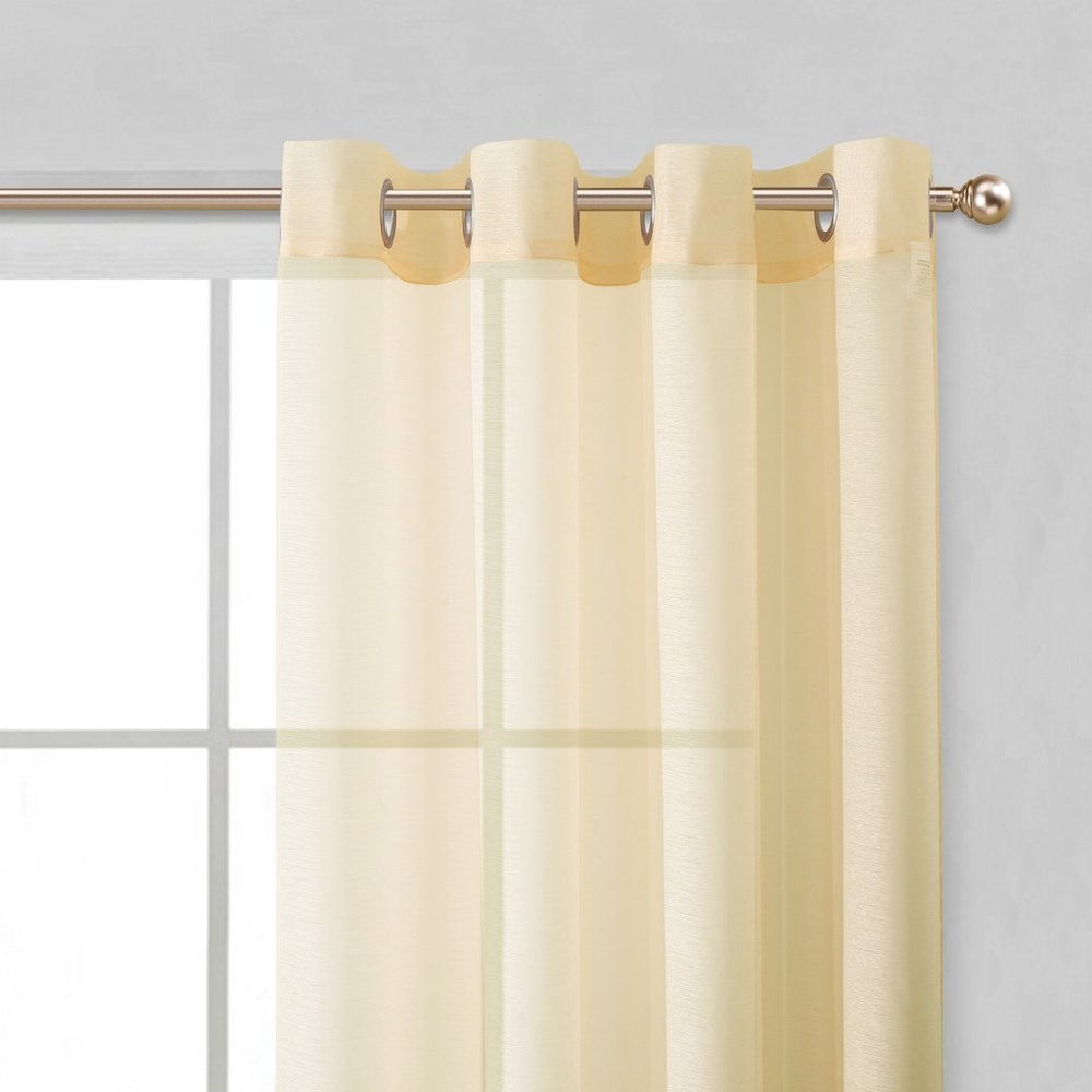 Set of Two 84" Beige Solid Modern Window Panels close-up detail