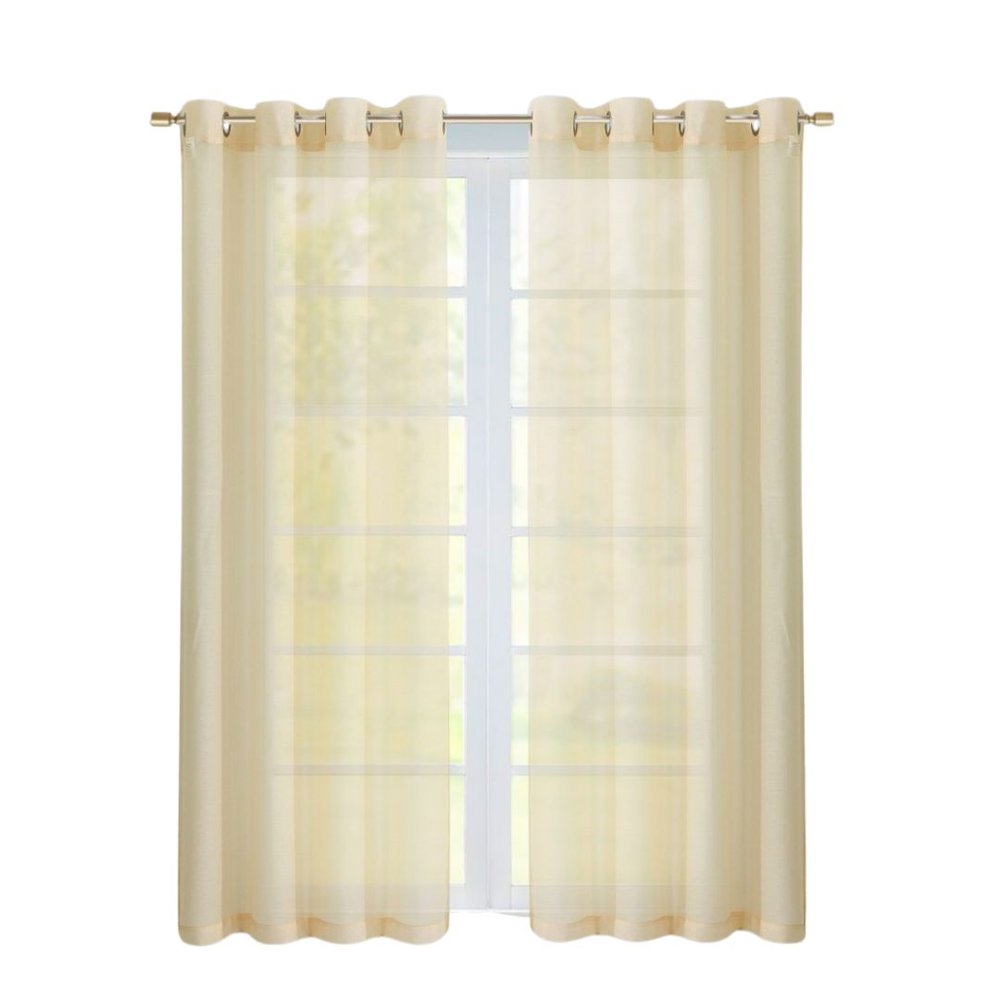 Set of Two 84" Beige Solid Modern Window Panels on a white background