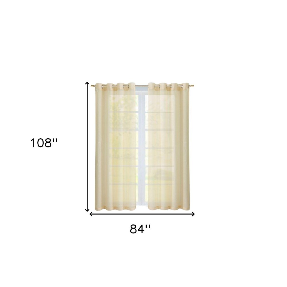 Set of Two 84" Beige Solid Modern Window Panels on a white background