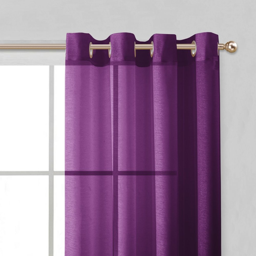 Set of Two 84" Purple Solid Modern Window Panels close-up detail