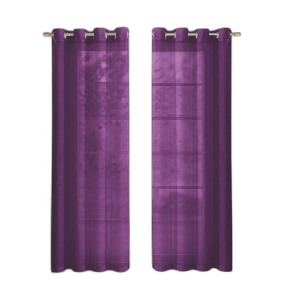 Set of Two 84" Purple Solid Modern Window Panels on a white background