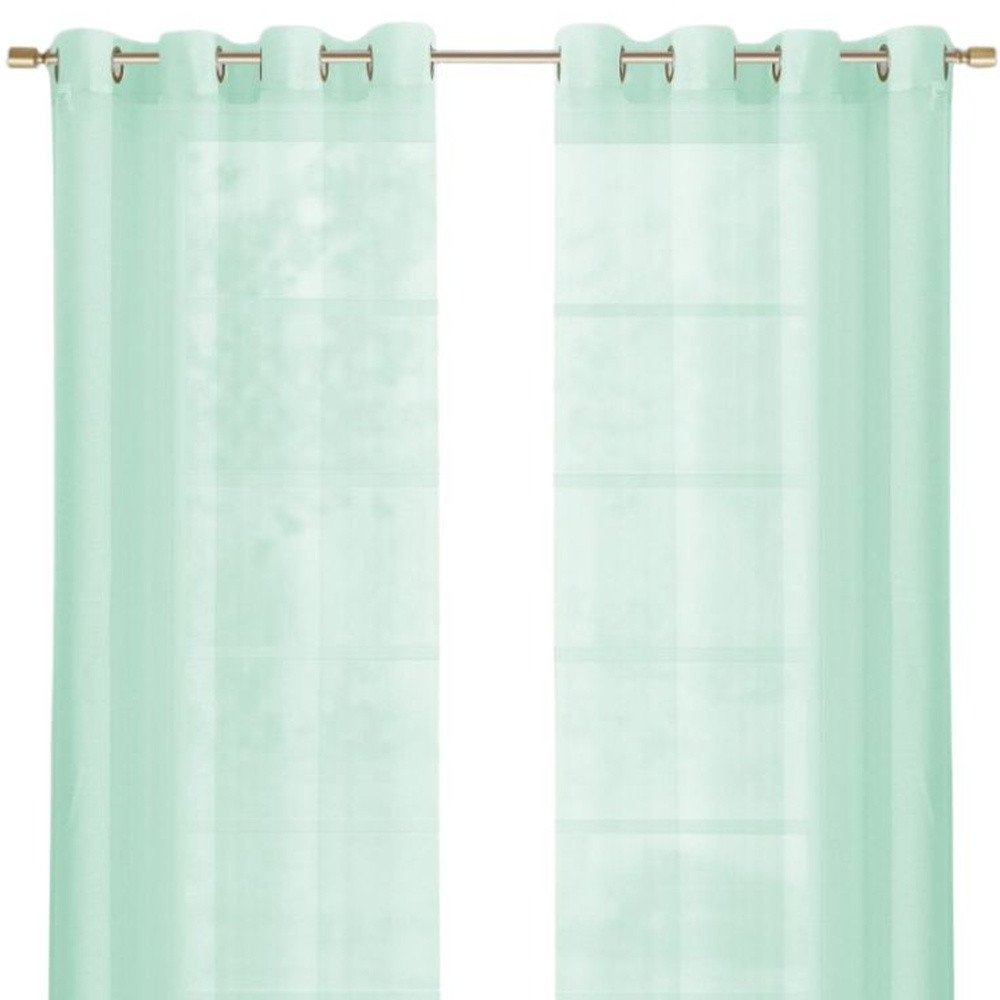Set of Two 84" Aqua Solid Modern Window Panels on a white background