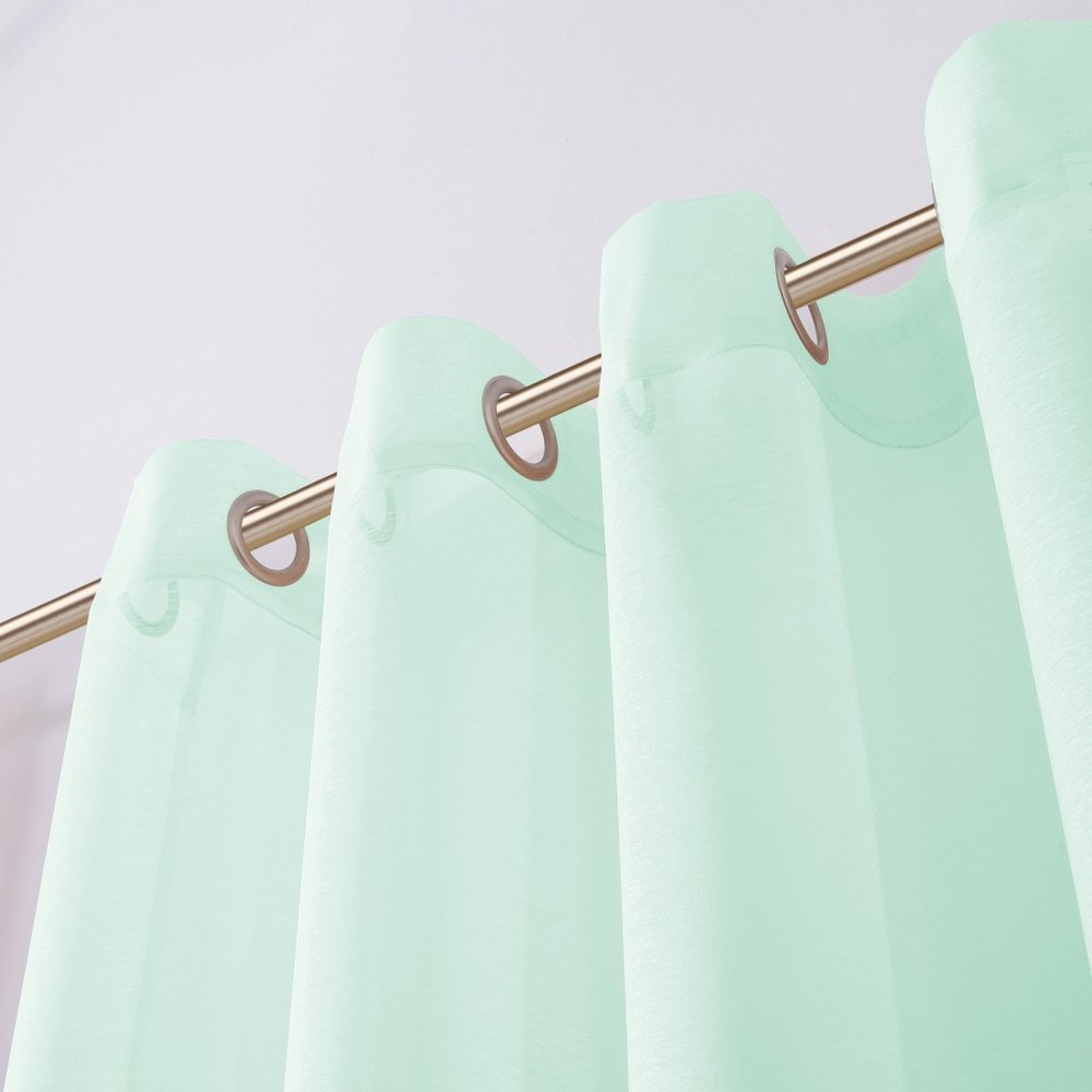 Set of Two 84" Aqua Solid Modern Window Panels close-up detail