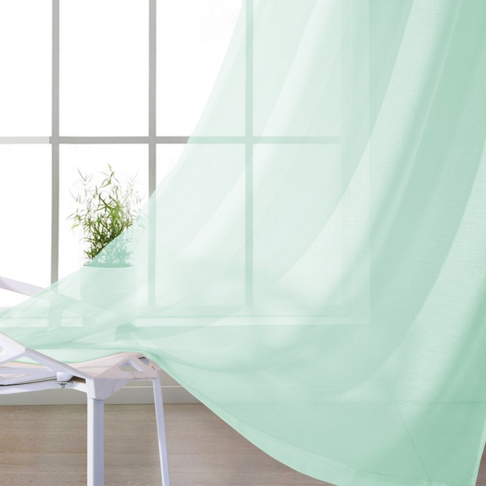 Set of Two 84" Aqua Solid Modern Window Panels