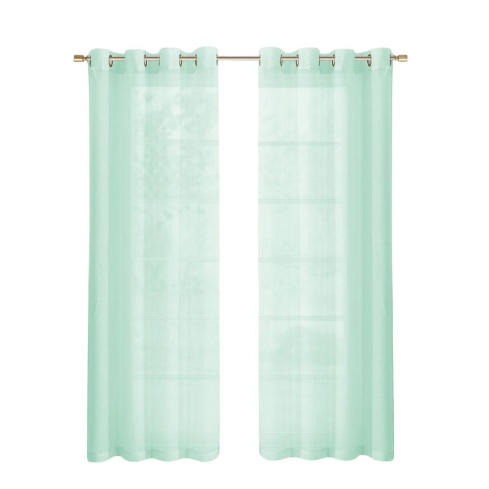 Set of Two 84" Aqua Solid Modern Window Panels on a white background
