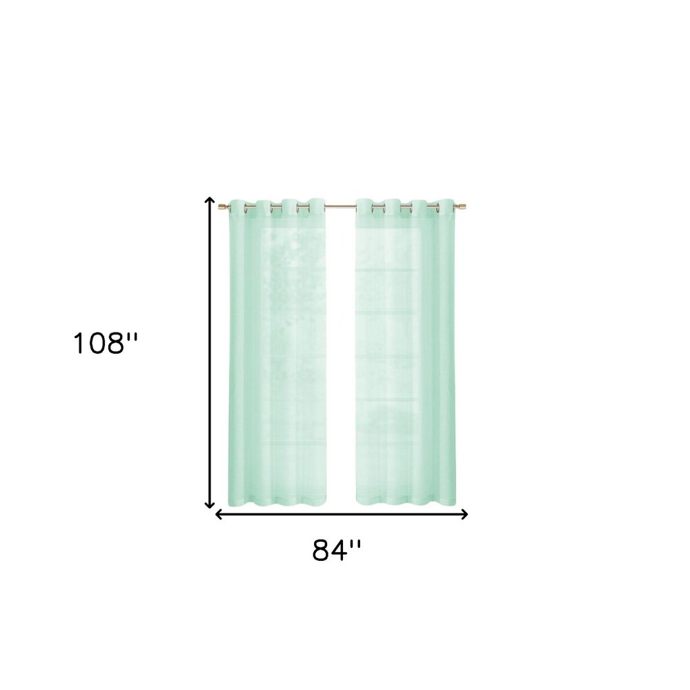 Set of Two 84" Aqua Solid Modern Window Panels on a white background