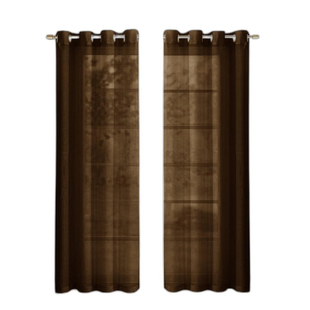 Set of Two 84" Chocolate Solid Modern Window Panels on a white background