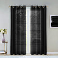 Set of Two 84" Black Solid Modern Window Panels on a white background