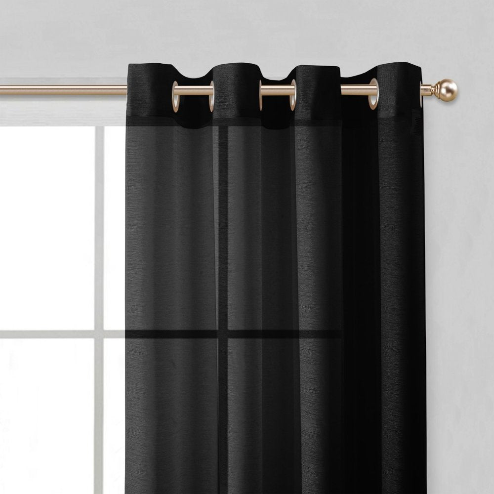 Set of Two 84" Black Solid Modern Window Panels close-up detail