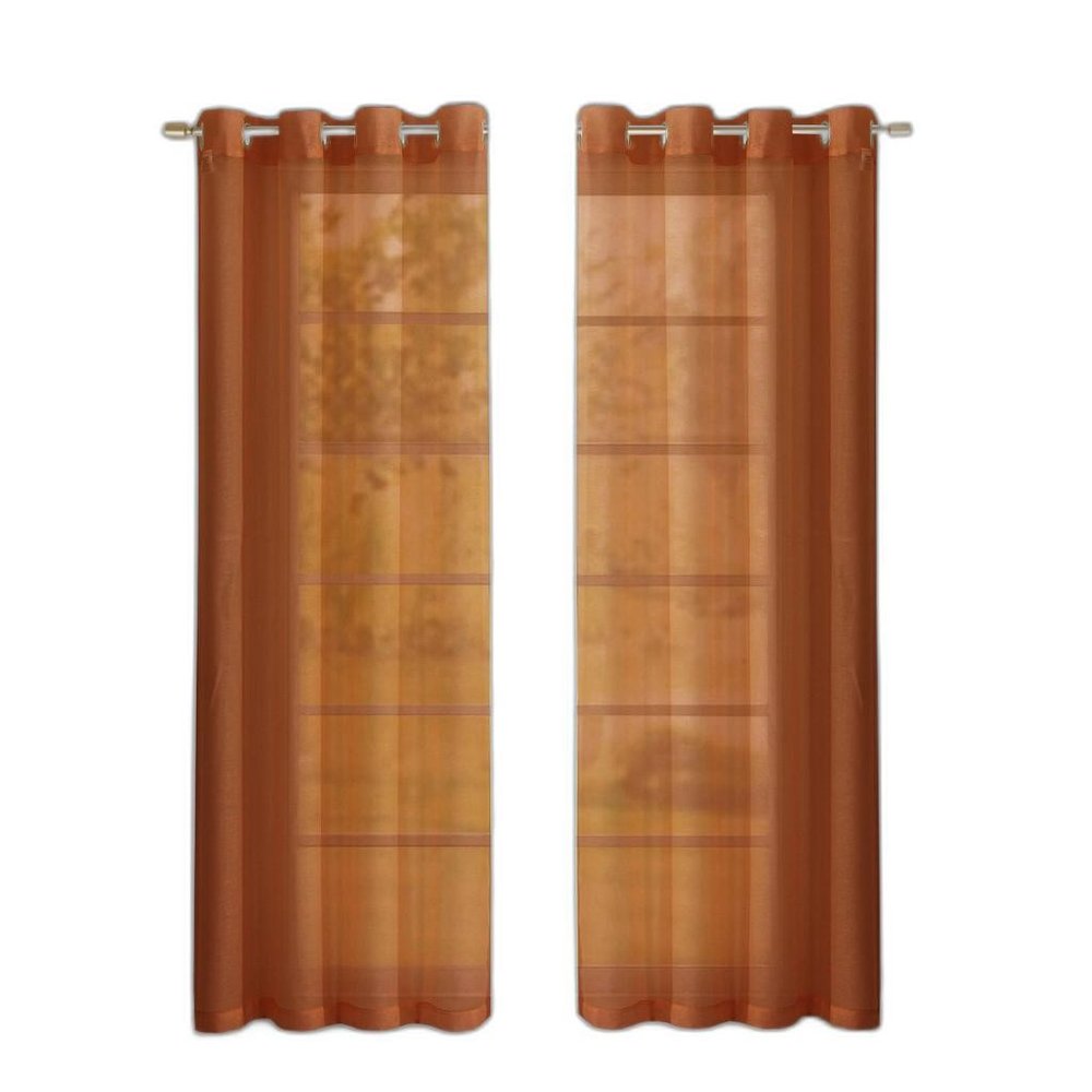 Set of Two 84" Rust Solid Modern Window Panels on a white background
