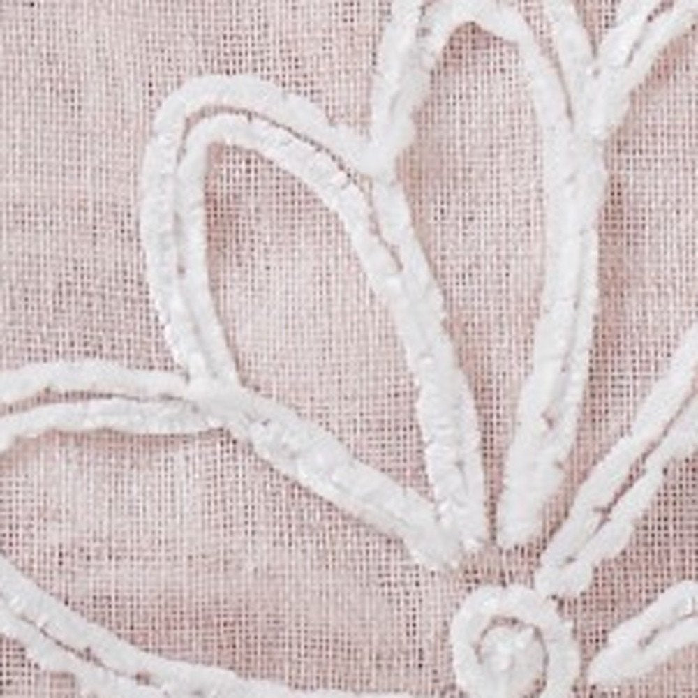 Set of Two 84" Blush Floral Embroidered Window Panels on a white background
