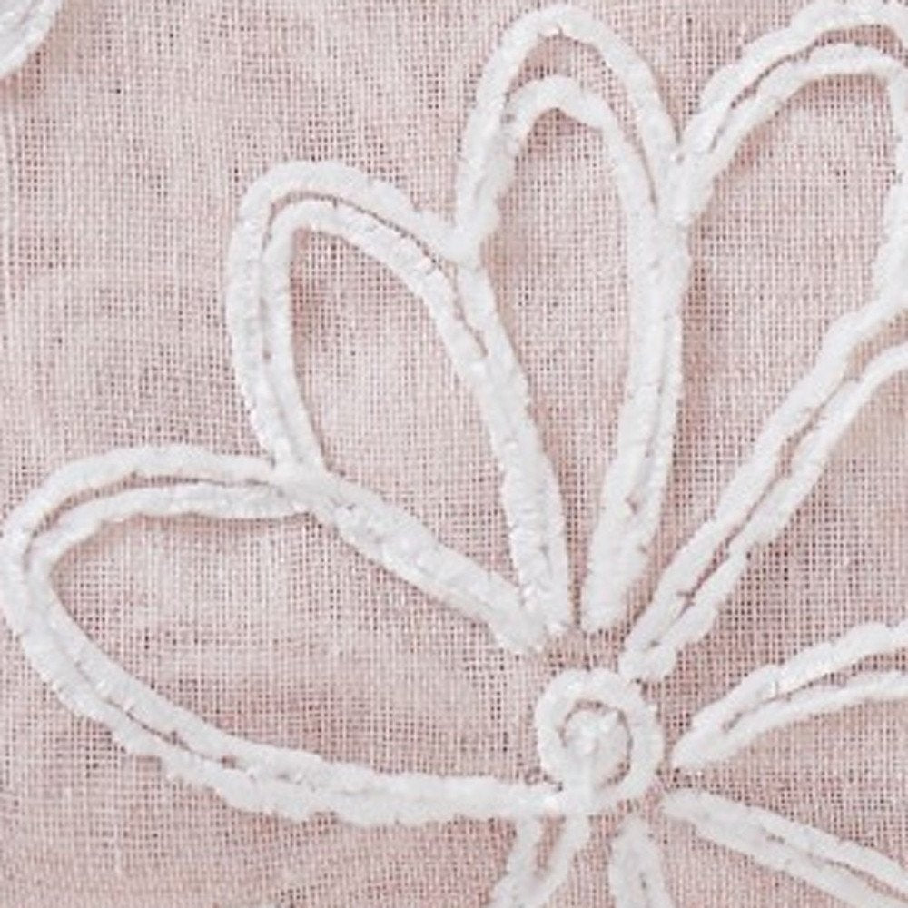 Set of Two 84" Blush Floral Embroidered Window Panels on a white background