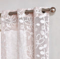 Set of Two 84" Blush Floral Embroidered Window Panels on a white background