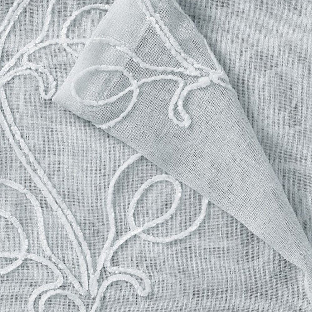 Set of Two 84" Silver Boho Embroidered Window Panels on a white background