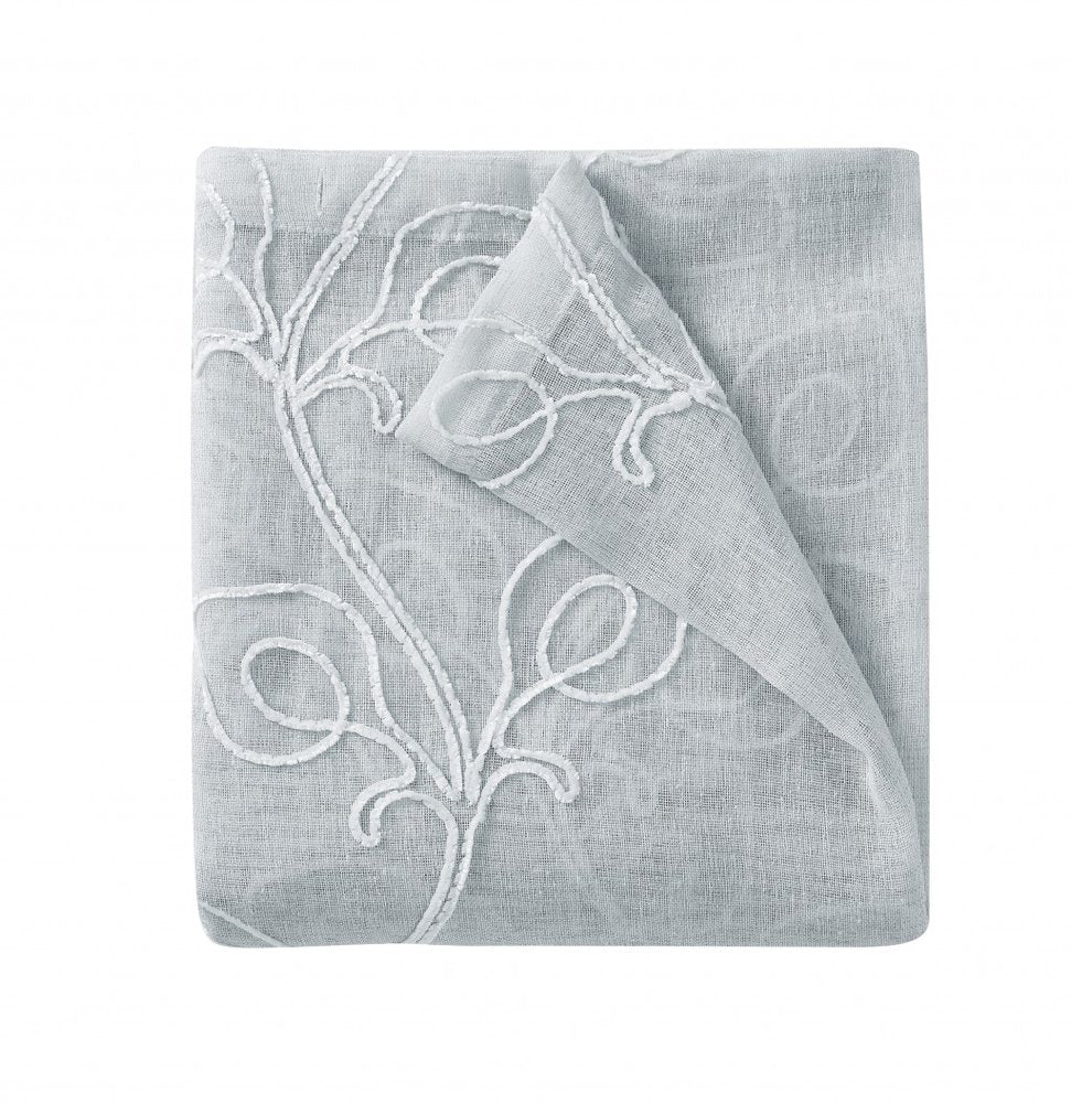Set of Two 84" Silver Boho Embroidered Window Panels on a white background