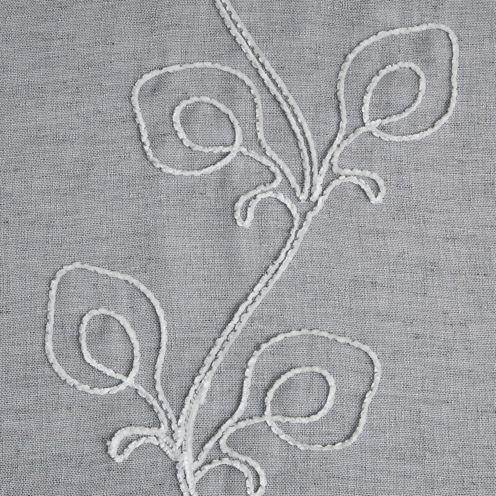 Set of Two 84" Silver Boho Embroidered Window Panels close-up detail
