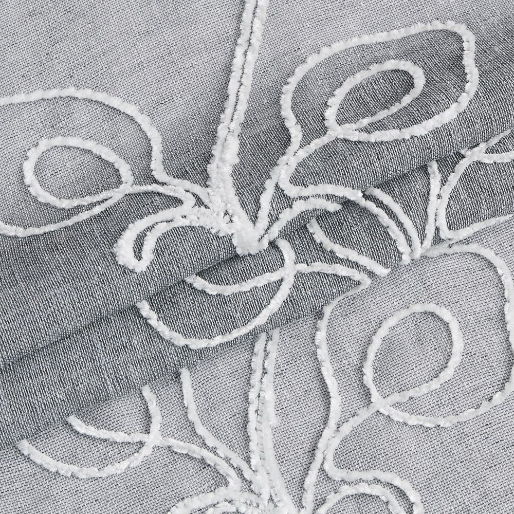 Set of Two 84" Silver Boho Embroidered Window Panels close-up detail