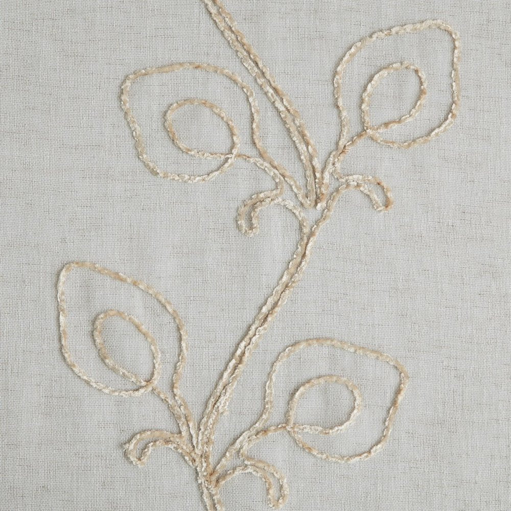 Set of Two 84" Beige Boho Embroidered Window Panels on a white background
