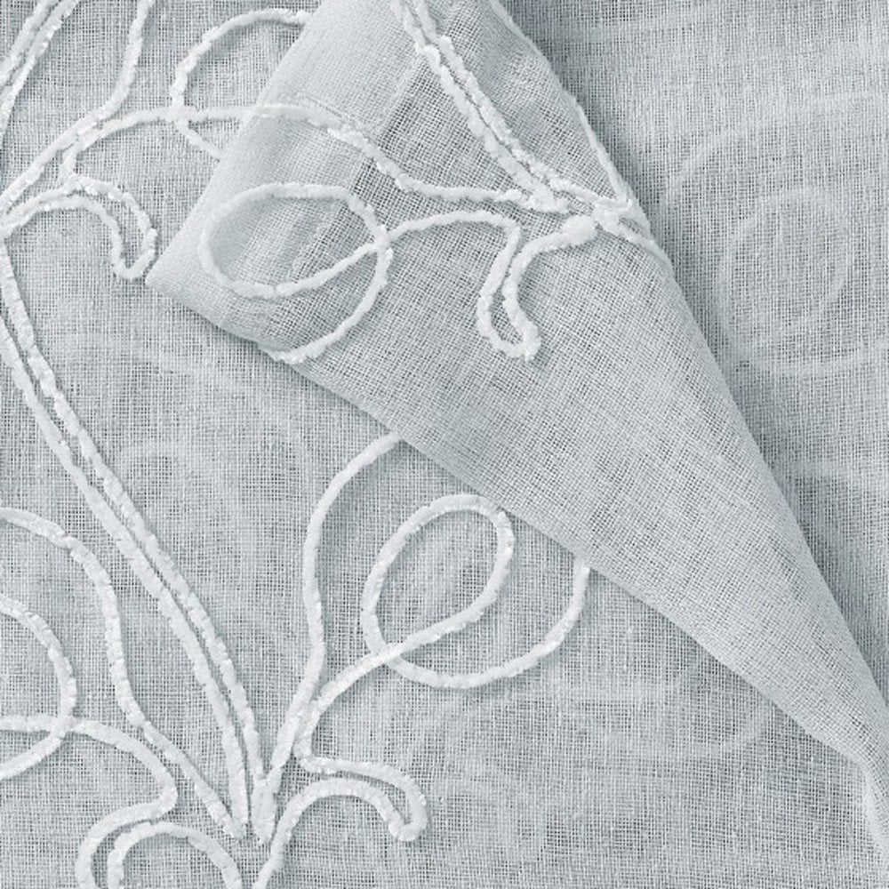 Set of Two 96" Silver Boho Embroidered Window Panels on a white background