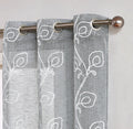 Set of Two 96" Silver Boho Embroidered Window Panels on a white background