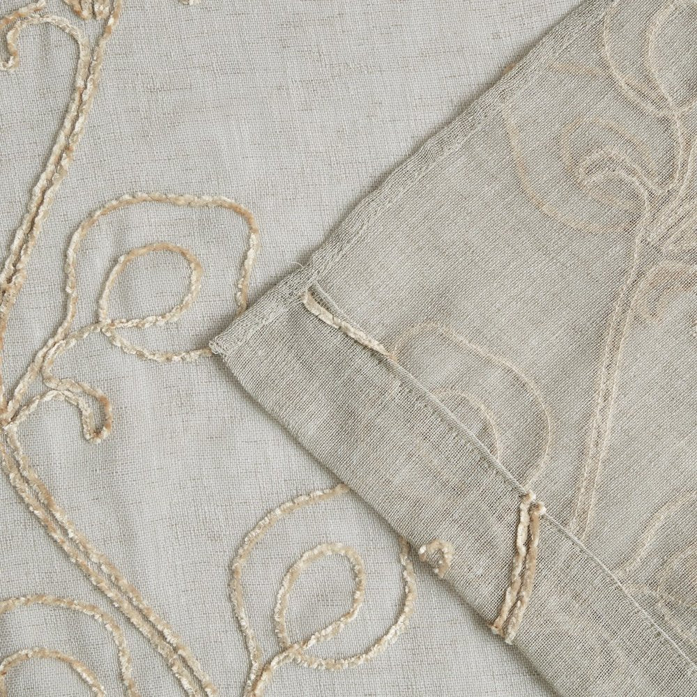 Set of Two 96" Beige Boho Embroidered Window Panels on a white background