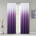 Set of Two 84" Purple Ombre Window Curtain Panels on a white background