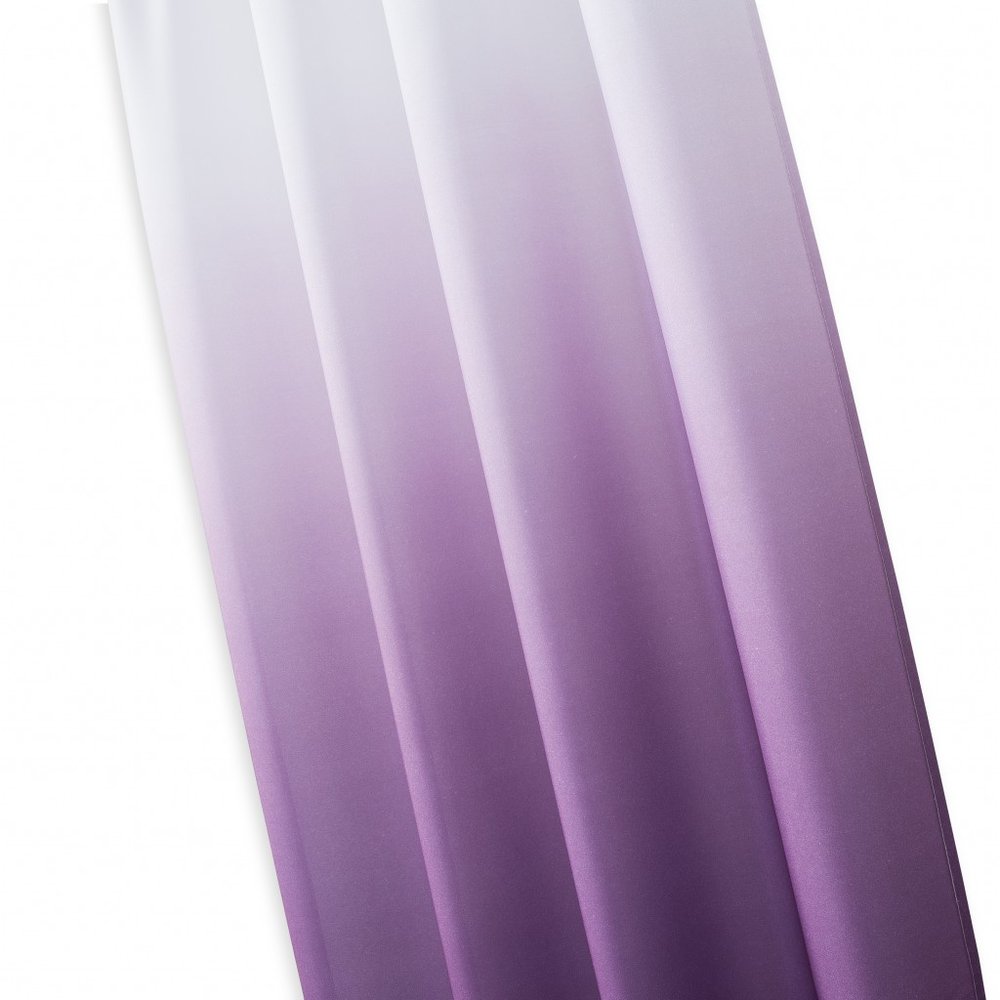 Set of Two 84" Purple Ombre Window Curtain Panels on a white background