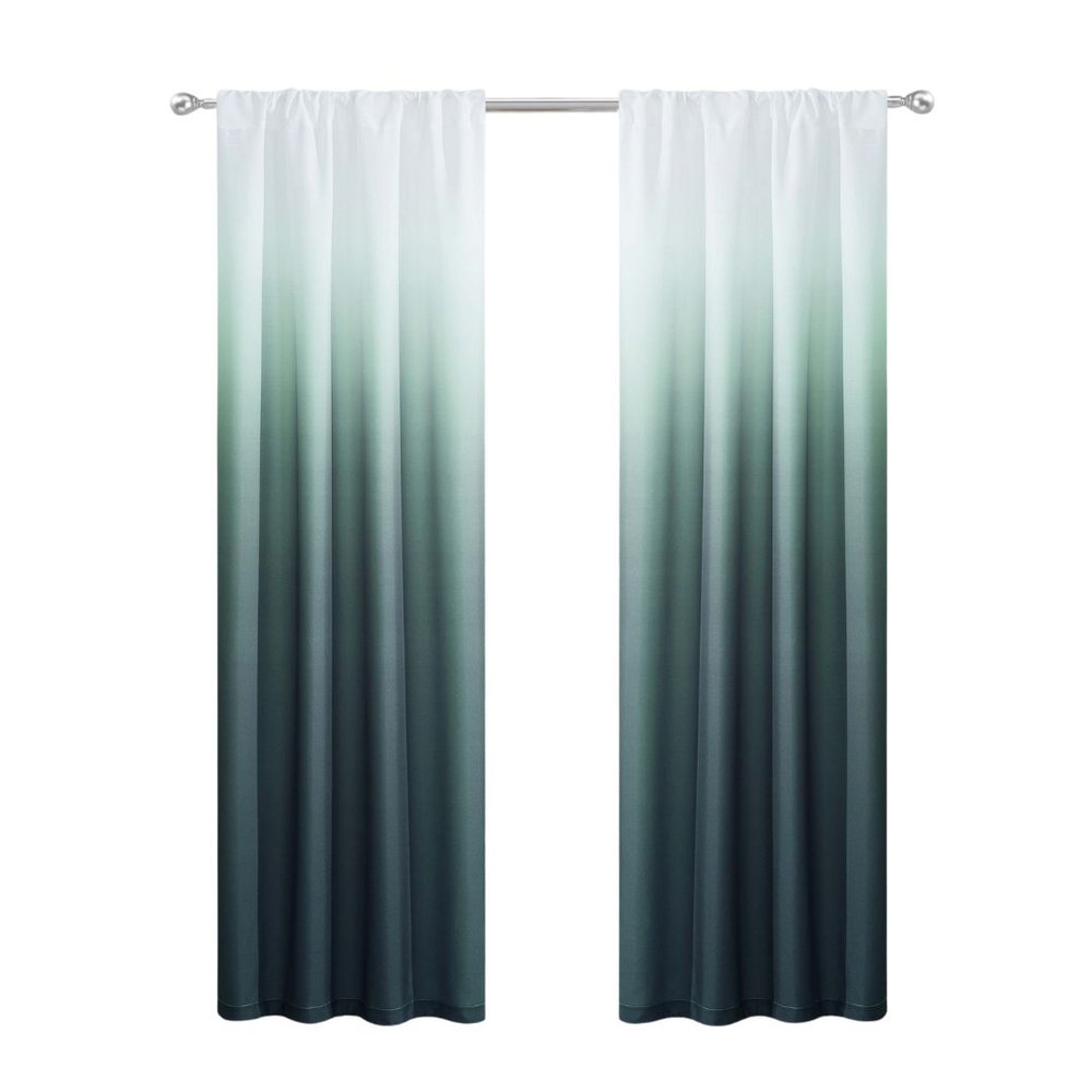 Set of Two 84" Blue Ombre Shades Window Panels on a white background