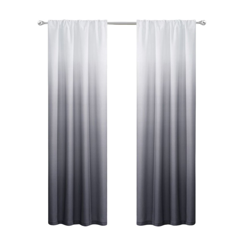 Set of Two 84" Black Ombre Shades Window Panels on a white background