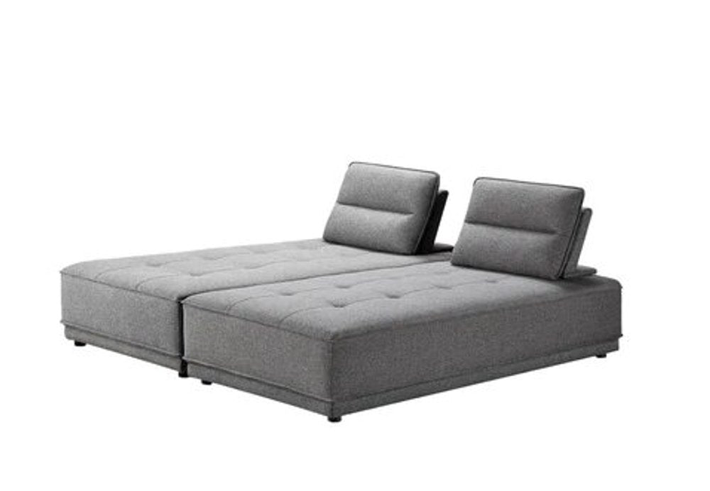 Gray Fabric L Shaped Two Piece Sofa and Chaise Sectional