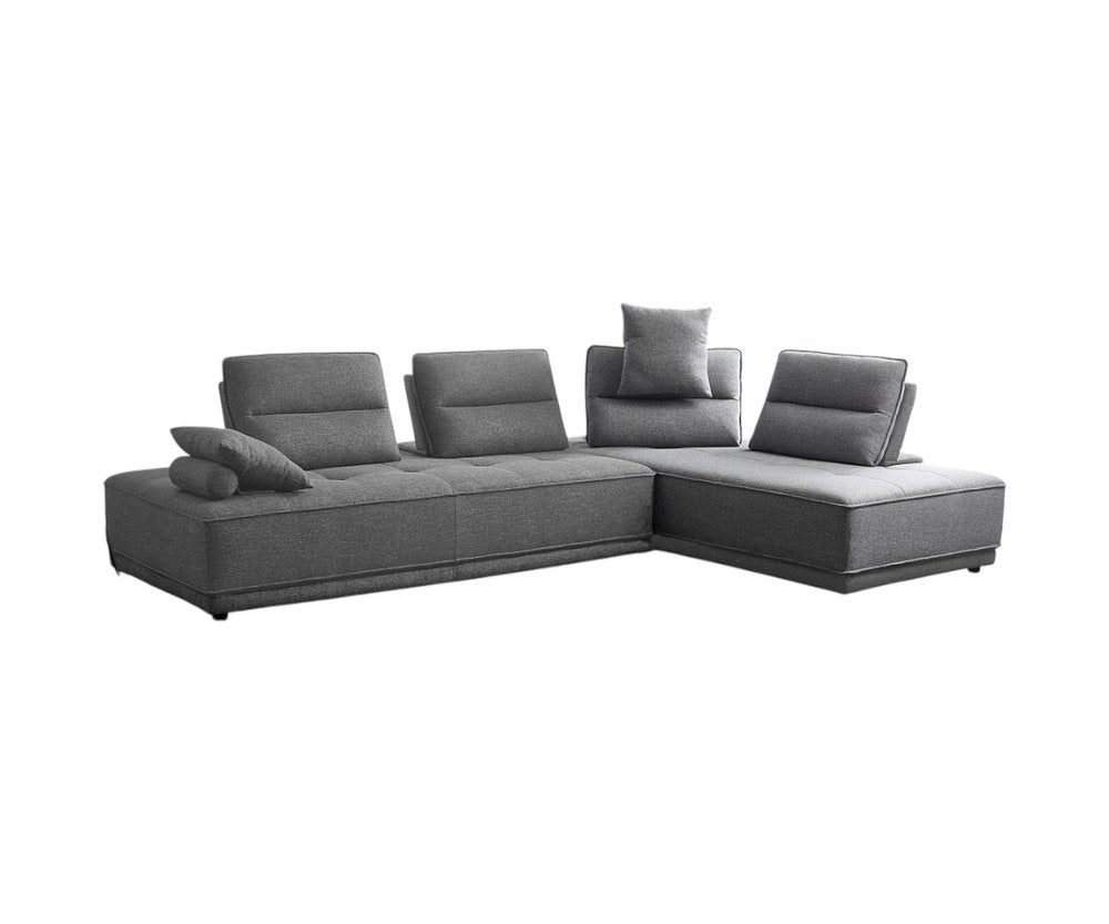 Gray Fabric L Shaped Two Piece Sofa and Chaise Sectional