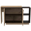 Natural and Natural And Black 59" Kitchen Island With Storage on a white background