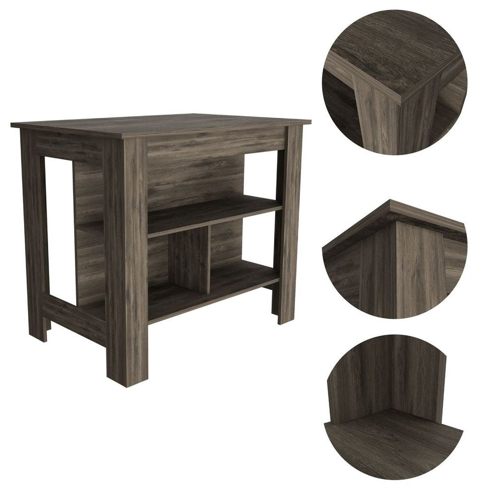 Brown 41" Kitchen Island With Storage on a white background