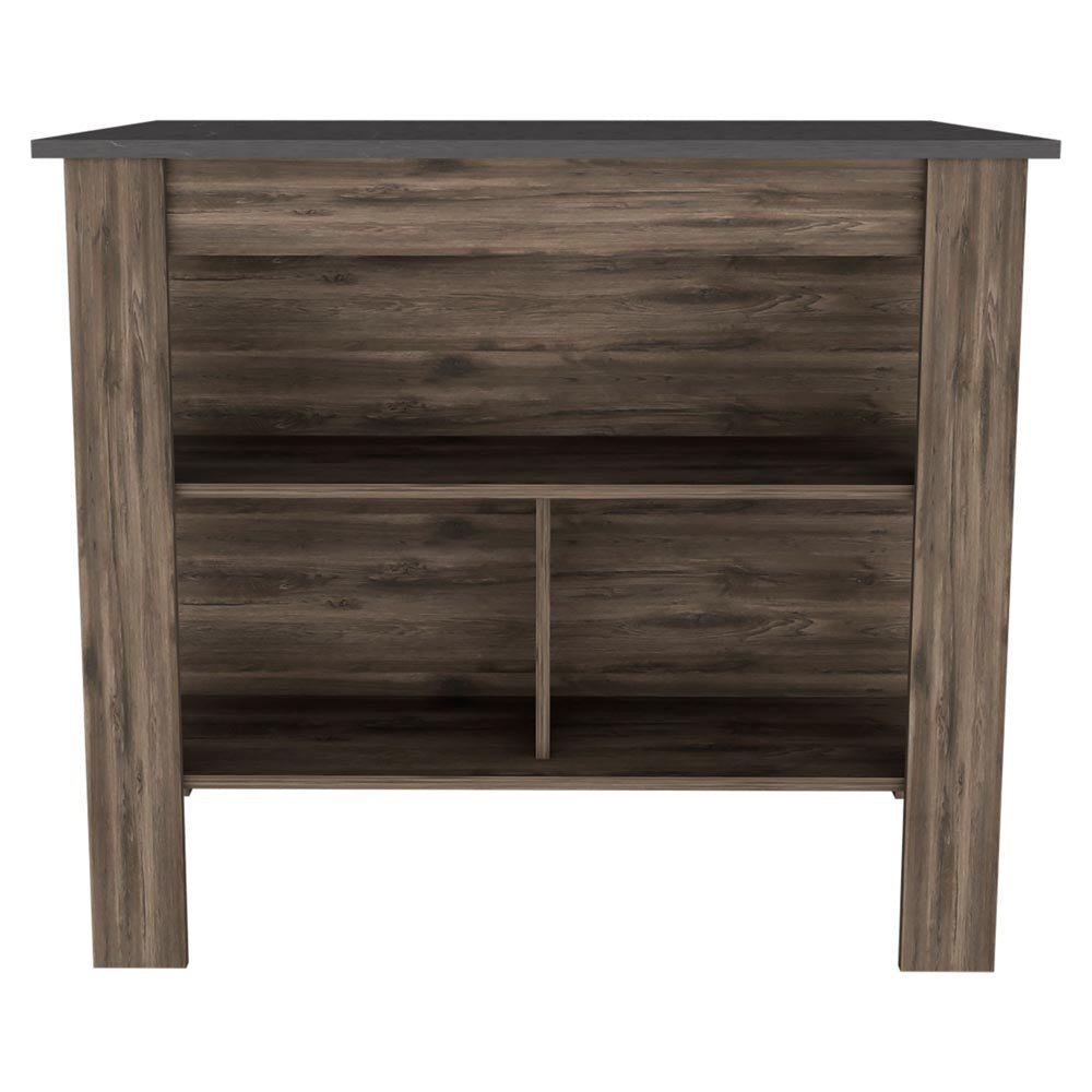 Dark Brown and Brown 41" Kitchen Island With Storage on a white background