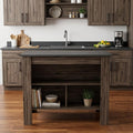 Dark Brown and Brown 41" Kitchen Island With Storage