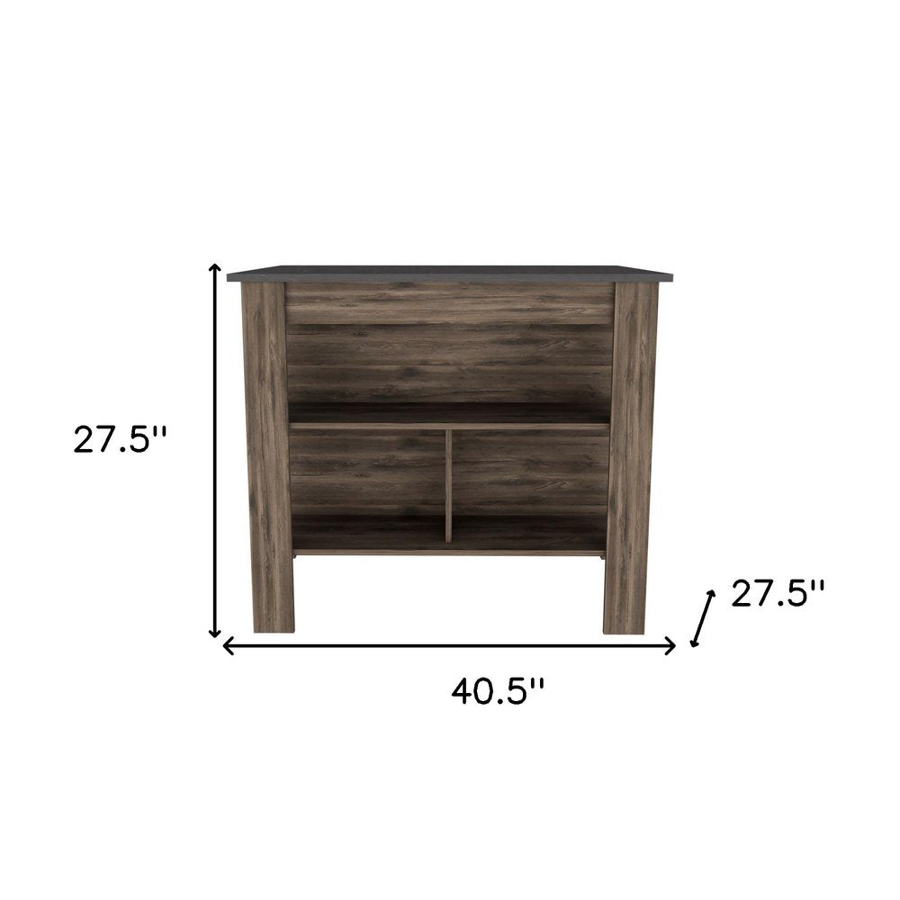 Dark Brown and Brown 41" Kitchen Island With Storage on a white background