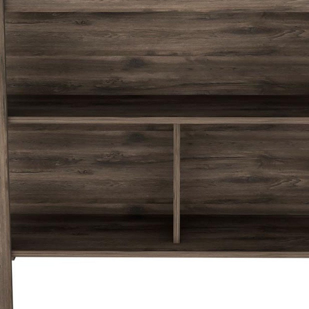 Dark Brown and Brown 41" Kitchen Island With Storage close-up detail