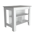 White and Gray 41" Kitchen Island With Storage on a white background