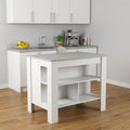 White and Gray 41" Kitchen Island With Storage