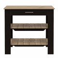 Black and Natural 40" Kitchen Island With Storage on a white background