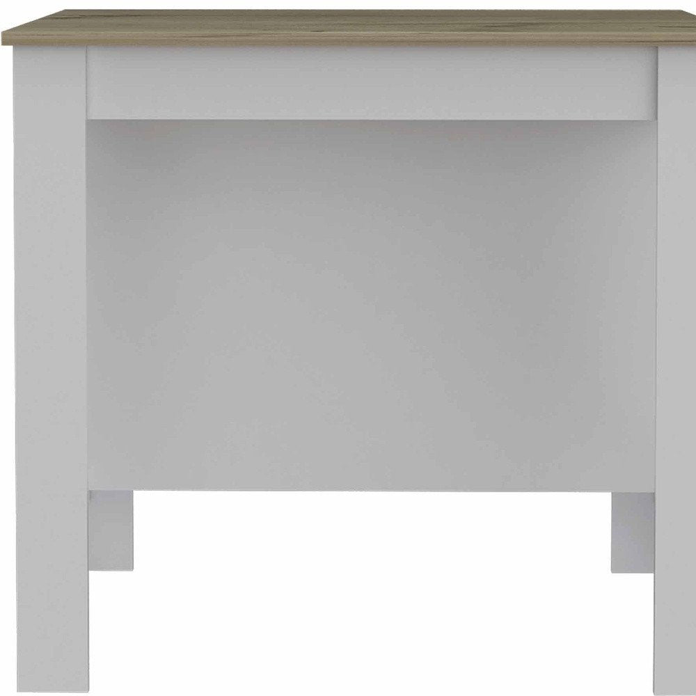 White and Brown 41" Kitchen Island With Storage on a white background