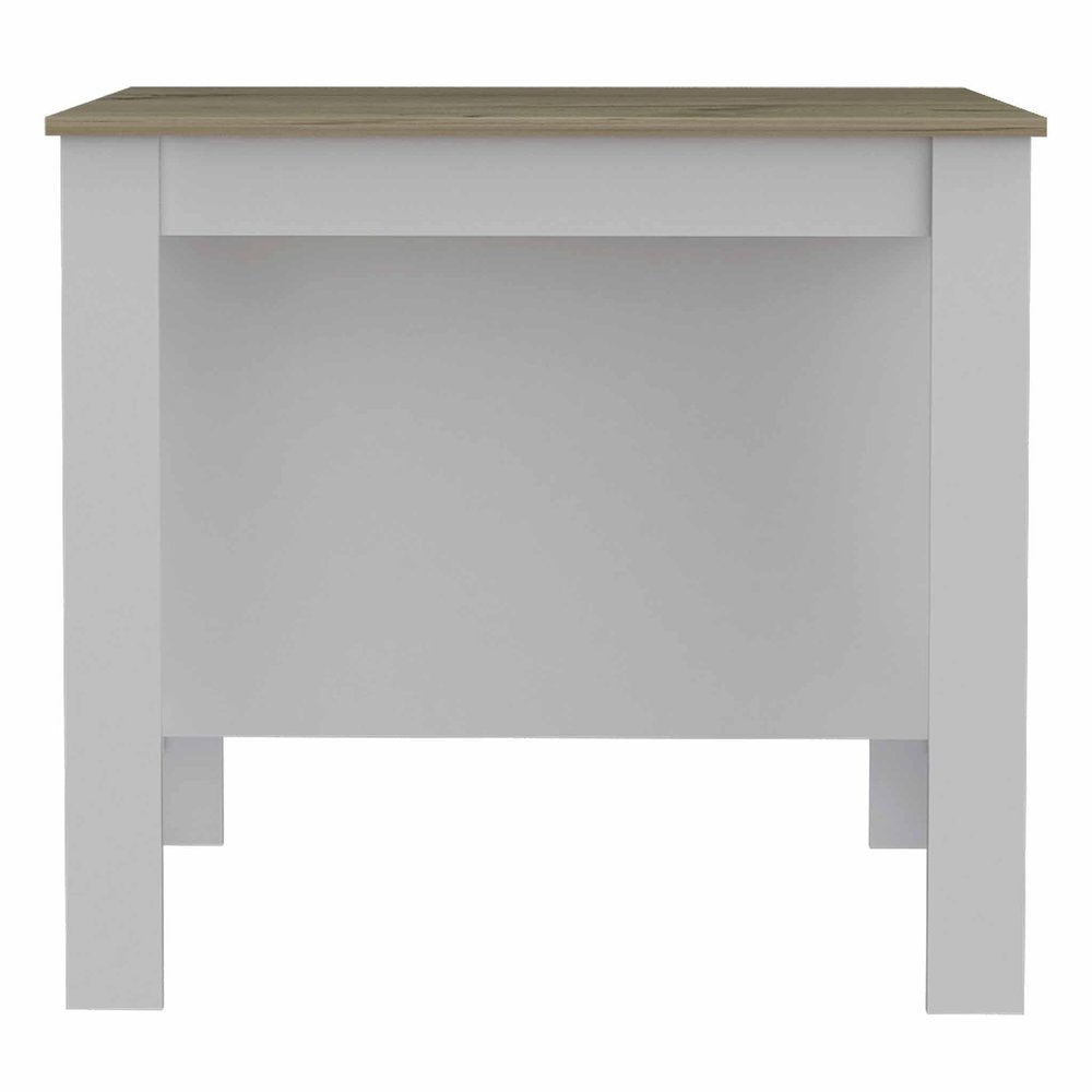 White and Brown 41" Kitchen Island With Storage on a white background