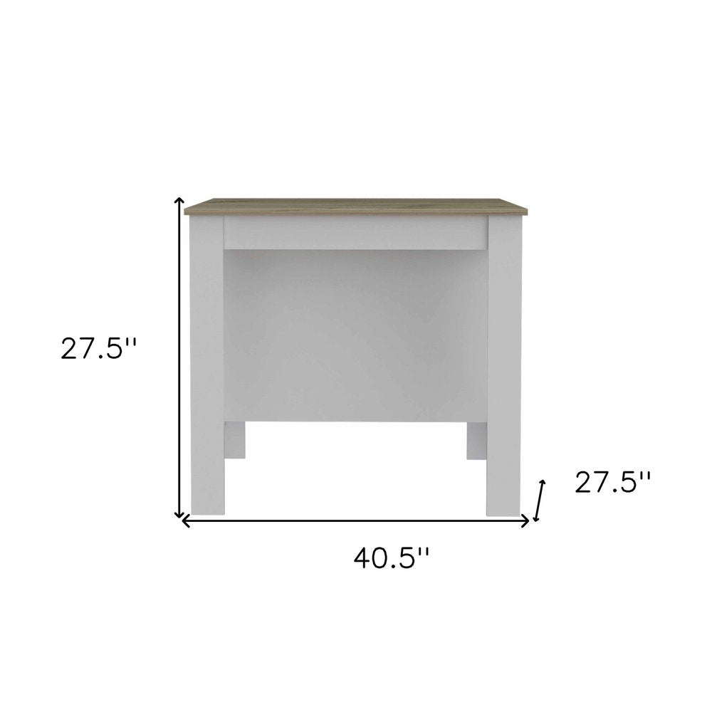 White and Brown 41" Kitchen Island With Storage on a white background
