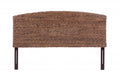 Brown Natural and Rustic Woven Banana Leaf Curved King Size Headboard on a white background