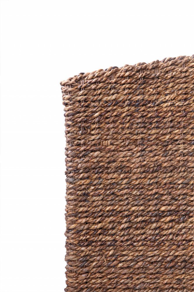 Brown Natural and Rustic Woven Banana Leaf Curved King Size Headboard on a white background