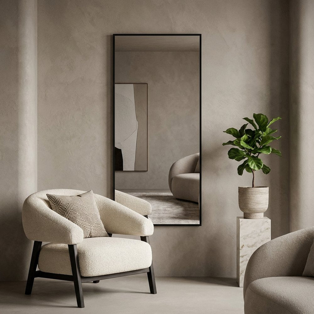 71" Black Aluminum Framed Bathroom Vanity Mirror