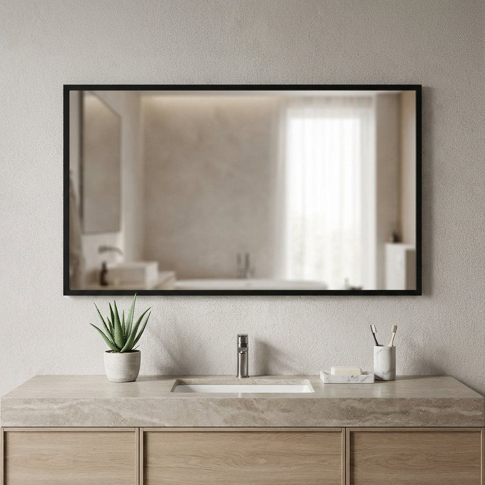 71" Black Aluminum Framed Bathroom Vanity Mirror