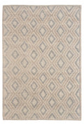 9' X 13' Tan Gray Diamond Lattice Modern Area Rug on a white background