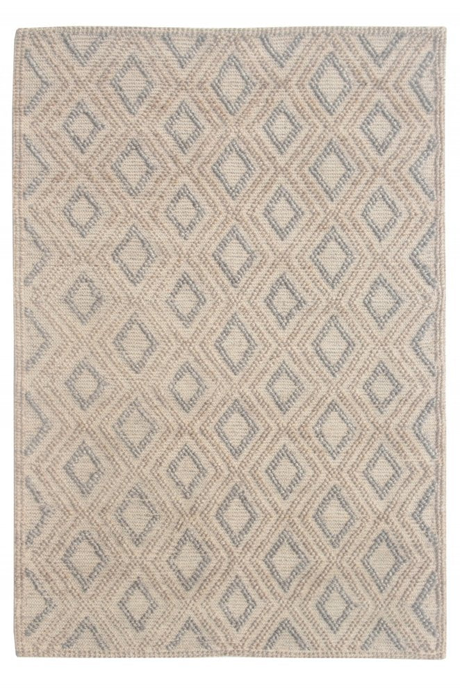 9' X 13' Tan Gray Diamond Lattice Modern Area Rug on a white background