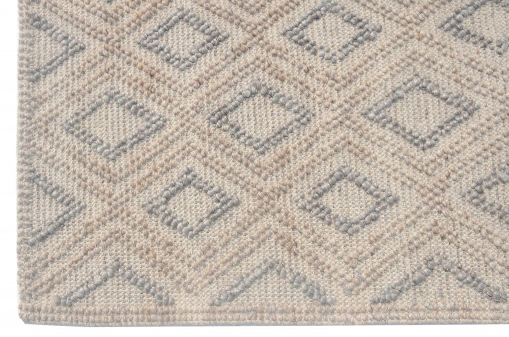 9' X 13' Tan Gray Diamond Lattice Modern Area Rug close-up detail